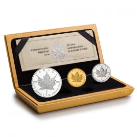 1989 Canada 10th Anniversary of the Gold Maple Leaf 3-Coin Set (1 OZ Silver, 1/10 OZ Gold and Platinum)