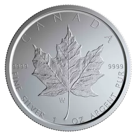 2020 Canadian $5 "W" Mint Mark: Silver Maple Leaf - 1 oz Fine Silver Coin