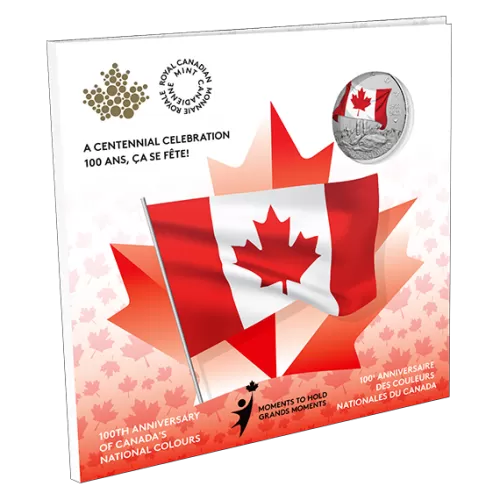 2021 (1921-) Canada $5 Moments to Hold: Canada's National Colours 100th Anniversary 1/4 oz Fine Silver Colourized Coin-coin in capsule only