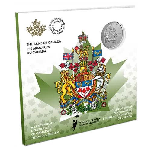 2021 (1921-) Canada $5 Moments to Hold: The Arms of Canada Emblem 100th Anniversary 1/4 oz Fine Silver Coin