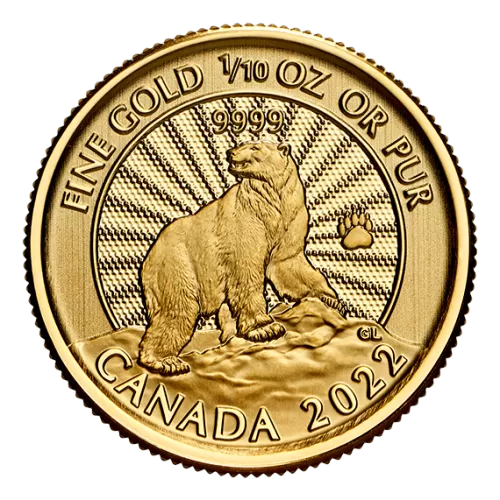 2022 Canadian $5 The Majestic Polar Bear - 1/10 oz Pure Gold Coin (First Strikes)