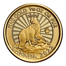 2022 Canadian $5 The Majestic Polar Bear - 1/10 oz Pure Gold Coin