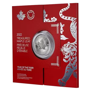 2022 Canadian $5 Treasured Silver Maple Leaf: Year of the Tiger - 1 oz Fine Silver Coin