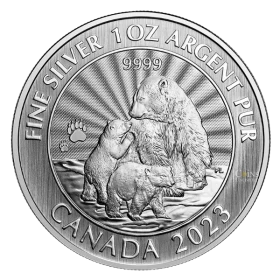 2023 Canada $5: The Majestic Polar Bear and Cubs - 1 oz Fine Silver Bullion Coin