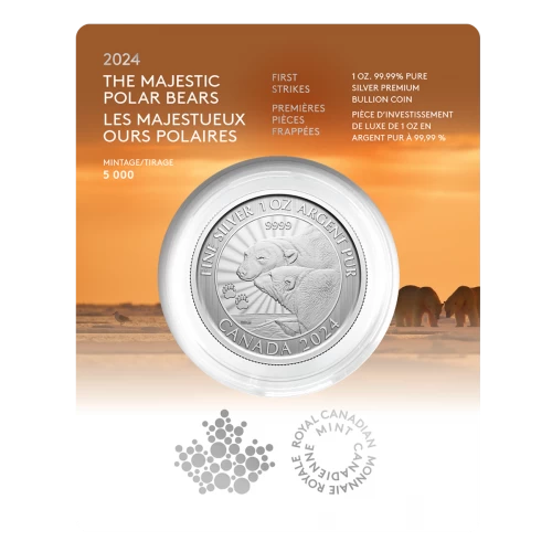 2024 Canadian $5 First Strikes: The Majestic Polar Bears - 1 oz Fine Silver Premium Bullion Coin