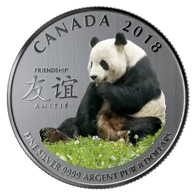 2018 Canadian $8 The Peaceful Panda, a Gift of Friendship - Fine Silver Coin - Card is damaged