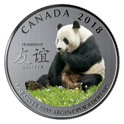 2018 Canadian $8 The Peaceful Panda, a Gift of Friendship - Fine Silver Coin - Card is damaged