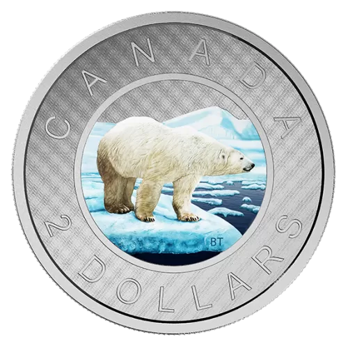 2016 Canadian $2 Big Coin Series: Polar Bear 5-ounce Fine Silver Coloured Toonie Coin