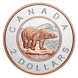 2018 Canadian $2 Big Coin Series: Polar Bear 5-ounce Fine Silver & Rose Gold-plated Toonie Coin - No beauty Box