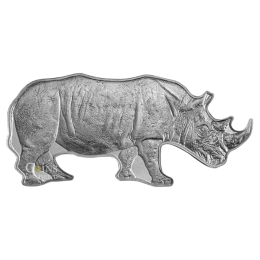 2022 Solomon Islands $2 Animals of Africa - Black Rhino 1 oz Pure Silver Rhino-Shaped Coin
