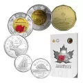 2018 Canadian Armistice 6-Coin Commemorative Collection ft $2 Coloured Poppy Toonie Coin