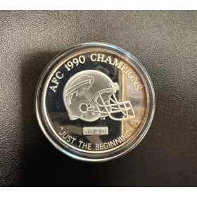 1990 AFC Champions Buffalo Bills 2 - 1oz 999 Fine Silver Medallion - No COA (Limited Edition) - Tarnished