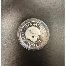 1991 AFC Champions Buffalo Bills 1 oz 999 Fine Silver Medallion - No COA (Limited Edition) - Tarnished