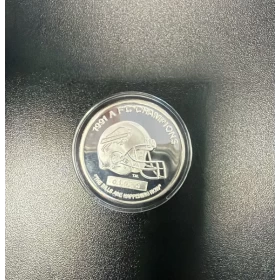 1991 AFC Champions Buffalo Bills 2 - 1 oz 999 Fine Silver Medallion - No COA (Limited Edition) - Tarnished