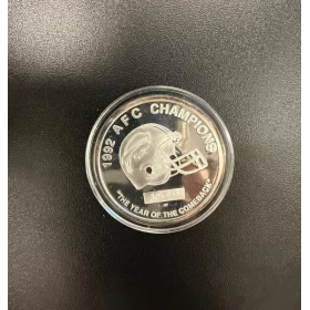 1992 AFC Champions Buffalo Bills 1 oz 999 Fine Silver Medallion - No COA (Limited Edition) - Tarnished