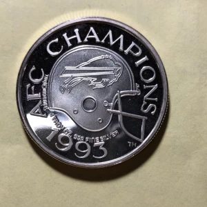 1993 AFC Champions Buffalo Bills 1 oz 999 Fine Silver Medallion - No COA (Limited Edition) - Tarnished