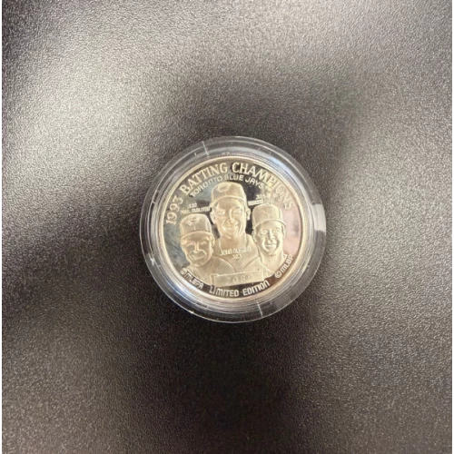 1993 Batting Champions Toronto Blue Jays 1 oz 999 Fine Silver Medallion - No COA (Limited Edition) - Tarnished