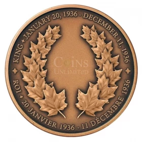 2009 Canada King Edward VIII Copper High Relief Antique Finish Medallion
