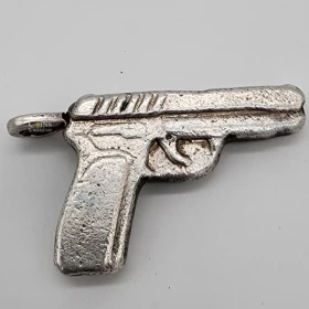 2 oz .999 Fine Silver Gun - 3D Poured Bar Pistol Handgun