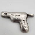 2 oz .999 Fine Silver Gun - 3D Poured Bar Pistol Handgun