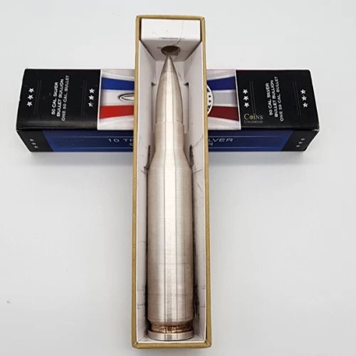 SilverTowne 10 oz .50 Caliber BMG Bullet Shaped Silver Bullion