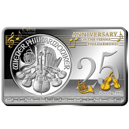 2014 Austria €1.5 25th Anniversary of the Vienna Philharmonic 3 oz Pure Silver Coin & Bar Set