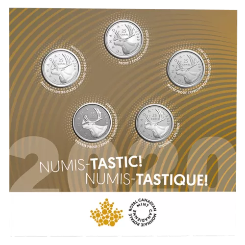 2020 Canadian 25-Cent Numis-tastic! Caribou Quarter 5-Coin Set