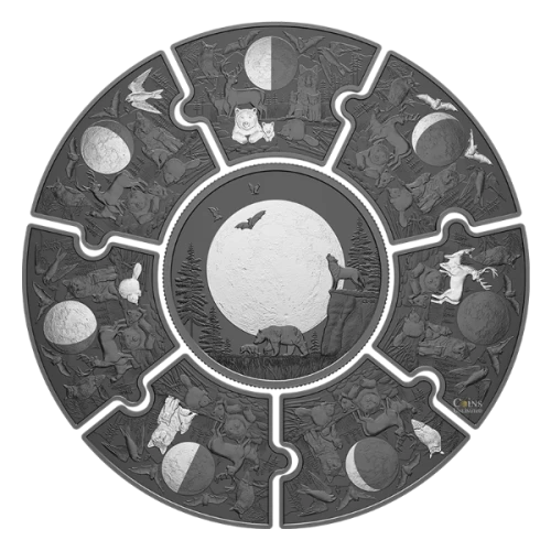 2025 Canada $50 Moon Phases - Fine Silver with Black Rhodium Plating Puzzle Coin Set