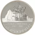 1987 Canadian 7-Coin Proof Double Dollar Set ft $1 John Davis Exploration/Davis Strait 400th Anniv Silver Dollar-may be lightly toned or loudy