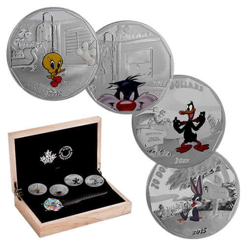 2015 Canadian $20 Looney Tunes - Fine Silver 4-Coin Set and Wrist Watch