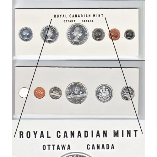 1960 Canadian Proof-Like (PL) Collector Coin Set (Stamp Three Variety)-coins may be toned