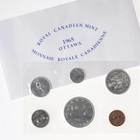 1965 BLUNT 5 Canadian 6-Coin Silver Proof-Like (PL) Collector Set-may have some toning