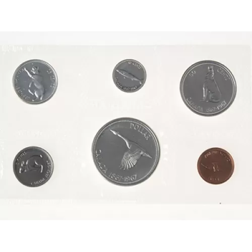 1967 (1867-) Canadian 6-Coin Confederation Centennial Commemorative Silver Proof-Like (PL) Collector set-coins may be cloudy or tarnshed