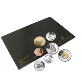 2007 Canadian 7-Coin Uncirculated Proof-Like Set ft 10-Cent CURVED 7 Dime Variety
