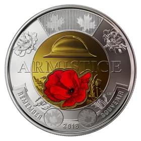 2018 Canadian $2 Armistice 100th Anniv Remembrance Coloured Poppy Toonie Coin (Brilliant Uncirculated)