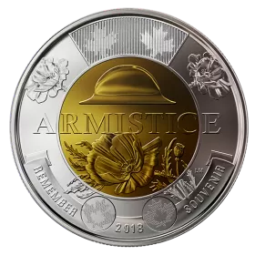 2018 Canadian $2 Armistice 100th Anniv Remembrance Non-Coloured Poppy Toonie Coin (Brilliant Uncirculated)