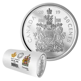 2019 Canadian 50-Cent Coat of Arms Half Dollar Special Wrap Circulation Coin Roll