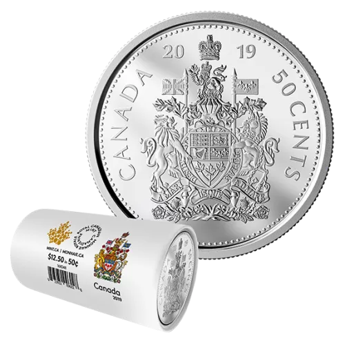 2019 Canadian 50-Cent Coat of Arms Half Dollar Special Wrap Circulation Coin Roll