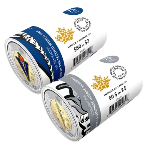 2020 (1945-) Canadian $2 End of the Second World War 75th Anniv/Victory Toonie Special Wrap Coin Roll Collection