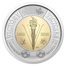2020 (1945-) Canadian $2 End of the Second World War 75th Anniv/Victory Non-Coloured Toonie Coin (Brilliant Uncirculated)