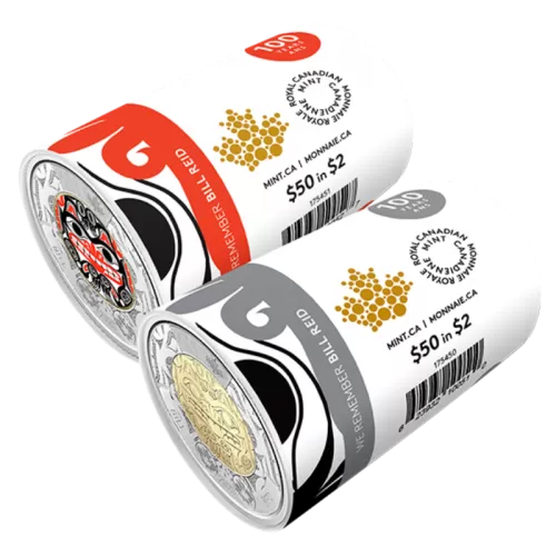 2020 Canadian $2 Bill Reid: Xhuwaji, Haida Grizzly Bear Toonie Special Wrap Roll Collection