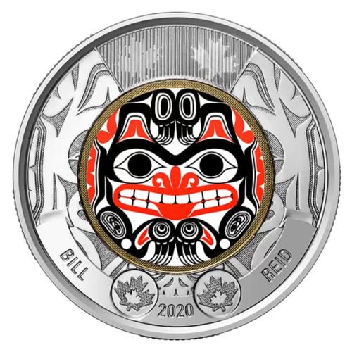 2020 Canadian $2 Bill Reid: Xhuwaji, Haida Grizzly Bear Coloured Toonie Coin (Brilliant Uncirculated)
