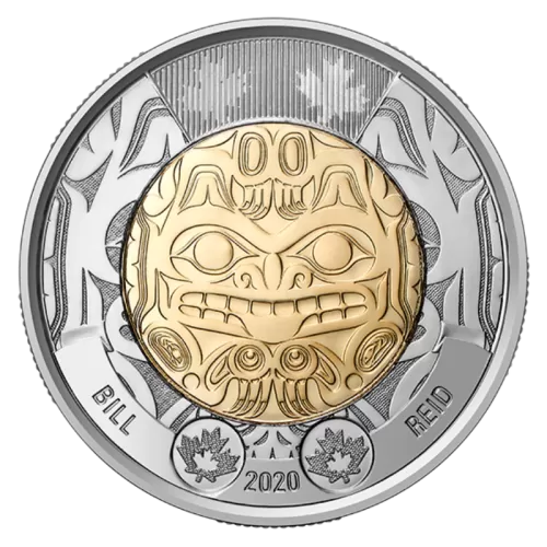 2020 Canadian $2 Bill Reid: Xhuwaji, Haida Grizzly Bear Non-Coloured Toonie Coin (Brilliant Uncirculated)