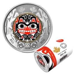 2020 Canadian $2 Bill Reid: Xhuwaji, Haida Grizzly Bear Coloured Toonie Special Wrap Roll