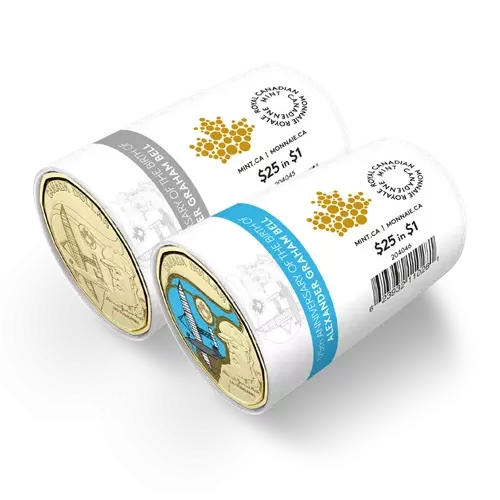 2022 Canadian $1 Birth of Alexander Graham Bell 175th Anniv Loonie Special Wrap Coin Roll Set