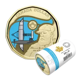 2022 Canadian $1 Birth of Alexander Graham Bell 175th Anniv Colourized Loonie Special Wrap Coin Roll