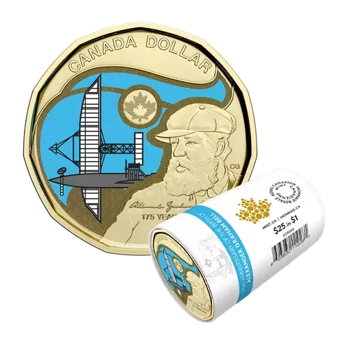 2022 Canadian $1 Birth of Alexander Graham Bell 175th Anniv Colourized Loonie Special Wrap Coin Roll