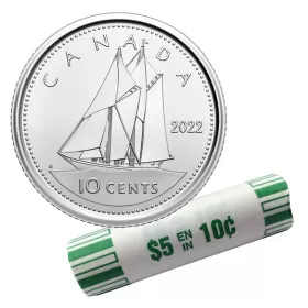 2022 Canadian 10-Cent Bluenose Schooner Dime Original Coin Roll