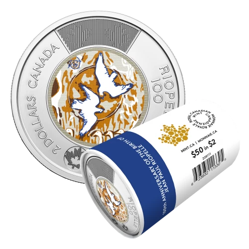 2023 Canadian $2 Birth of Jean Paul Riopelle 100th Anniv Colourized Toonie Special Wrap Coin Roll