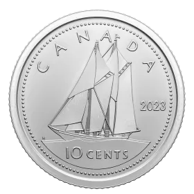 2023 Canadian 10-Cent Bluenose Schooner/QEII Reign Dates Dime Coin (Brilliant Uncirculated)